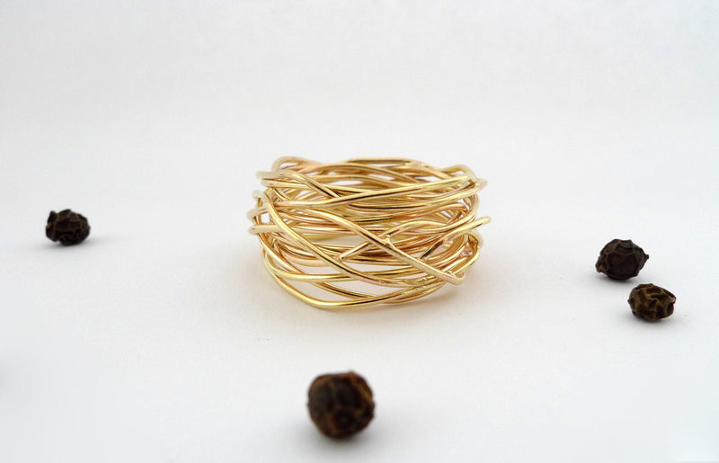 14k gold wire wrap coiled ring