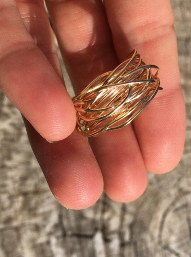 14k gold wire wrap coiled ring