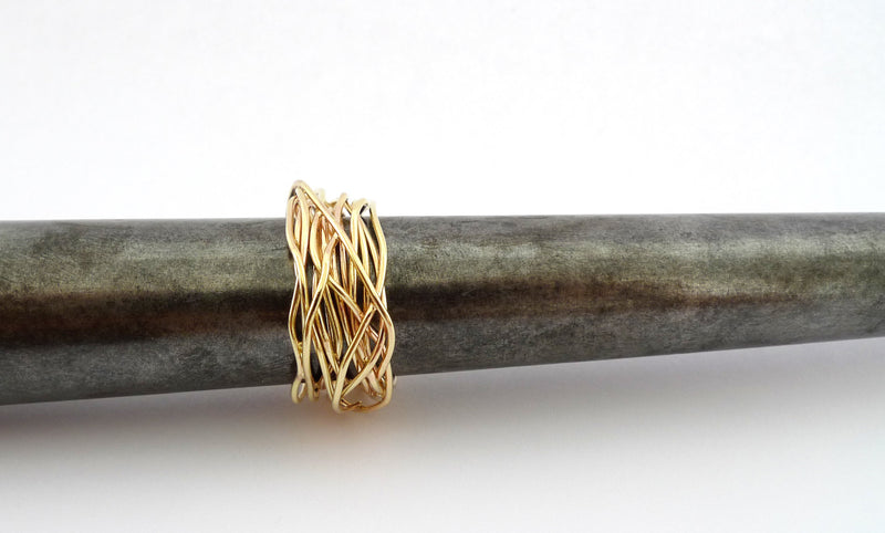 14k gold wire wrap coiled ring