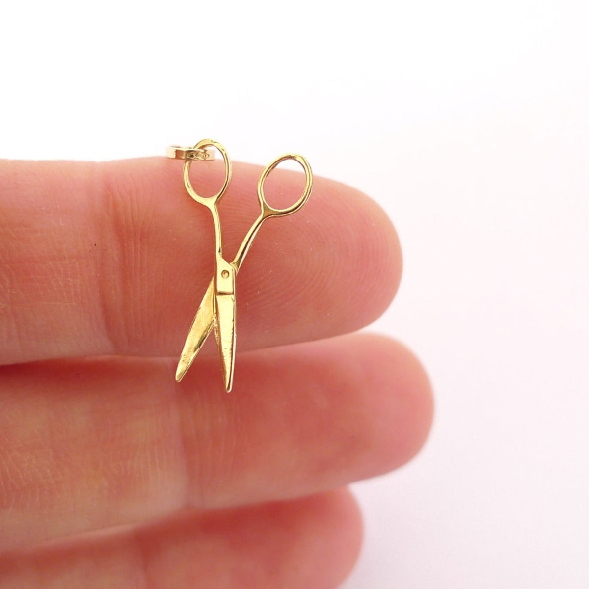 14k Gold good Scissors Charm Pendant