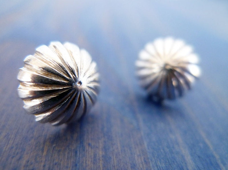 Handmade Sterling Silver Modern Button Earrings
Sunburst Rays Retro Style Dome Shape